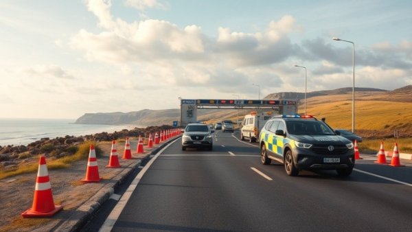 Jeep Weekend safety crackdown with police and cones on rural road