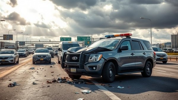 Pasadena police patrol unit crash on highway.