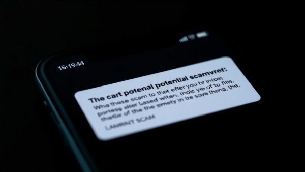 Smartphone screen displaying 'Potential Scam' alert, close-up view.