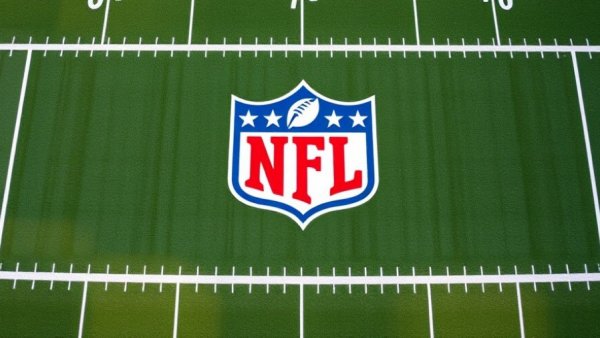 NFL logo on field, highlighting diversity hiring practices.
