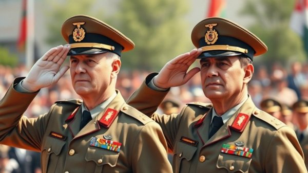 Military officials saluting during a ceremony, news in the US.
