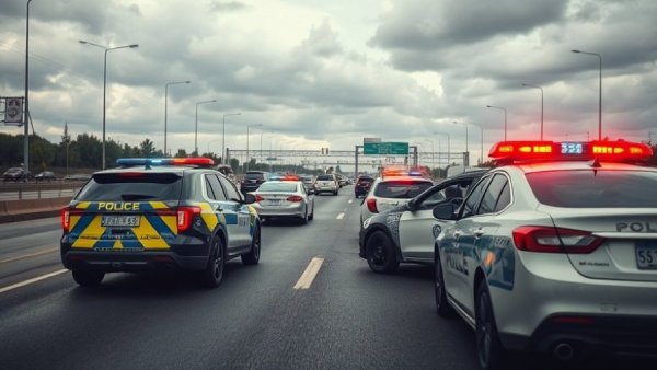 Houston Traffic Safety scene with police cars in an accident on the highway.