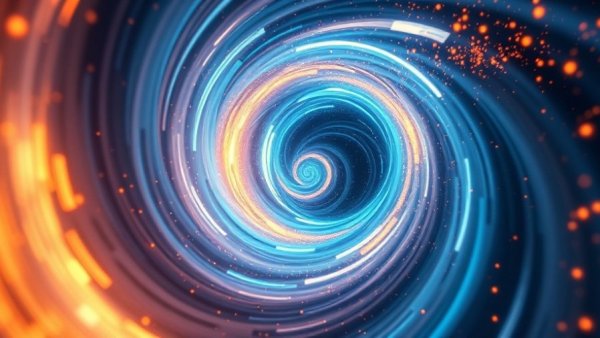 Swirling vortex illustrating gravitational forces in deep space.