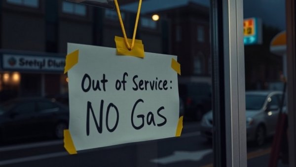 Out of service no gas sign at Houston gas station.