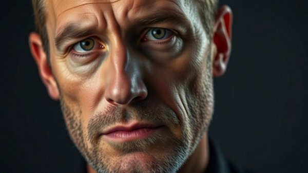 Thoughtful man in close-up portrait with serious expression