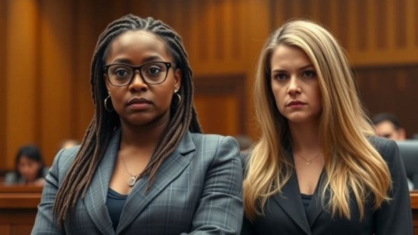 Virginia school shooting courtroom scene with two women
