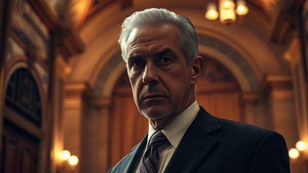 Serious older man in suit reflecting on Congress delays critical votes.