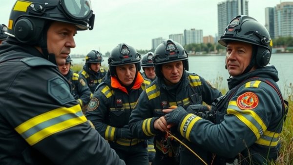 Rescue operation by first responders in Houston.