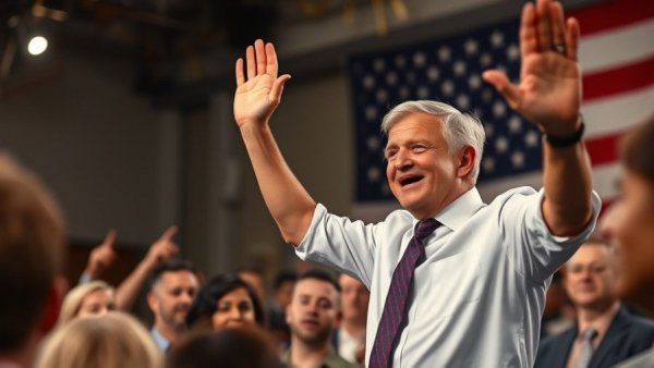 Texas politician at event related to privacy lawsuit, waving energetically.