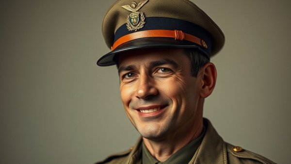 Vintage military portrait for Houston news.