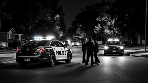 Fort Worth police shooting update with police vehicles at night.