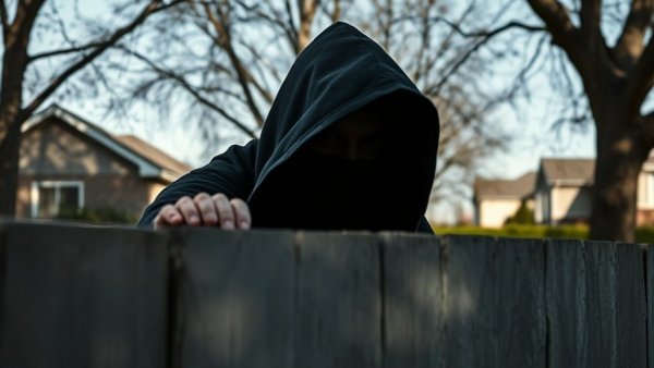 Senior Assassin game participant peeking over a wall.