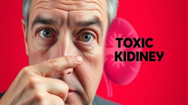 Signs of Kidney Disease visual with concerned man pointing at eye detail.