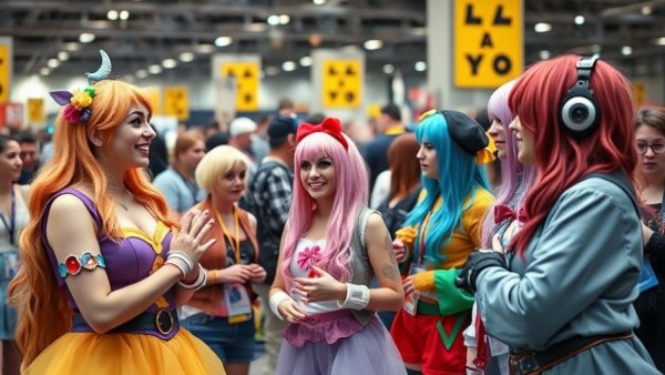 Cosplayers interacting at Houston Comicpalooza event.