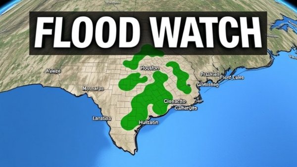 Houston weather alerts map showing flood watch areas.