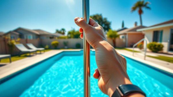 Houston breaking news scene showing hands extending a pole towards a pool.