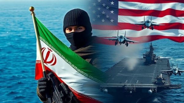 US military proximity to Iran with contrast imagery.