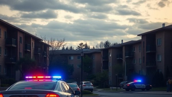 Houston news shooting scene with police car at apartment complex