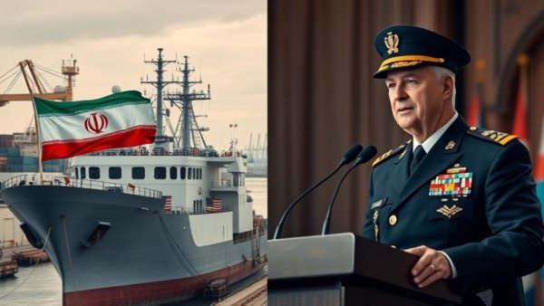 Split image of Iranian flag and military speech in Trump Iran Deal news.