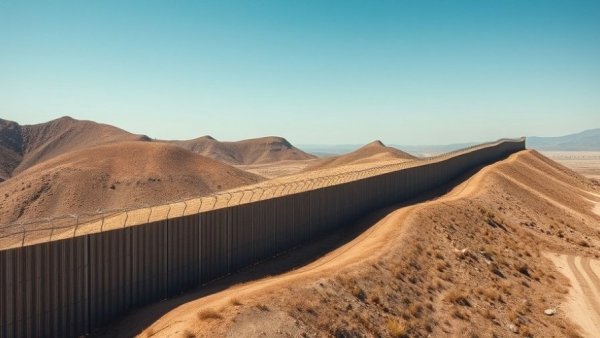 Aerial view of border wall highlighting border security legislation.