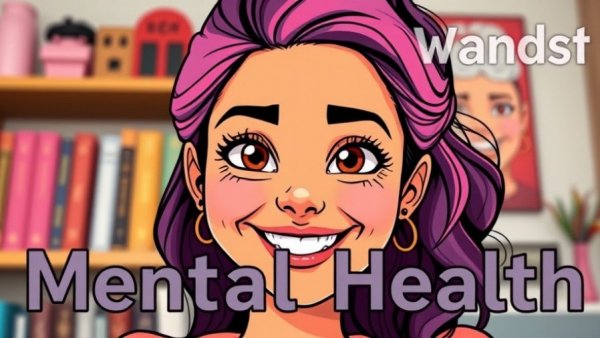Woman discussing mental health techniques with colorful background.