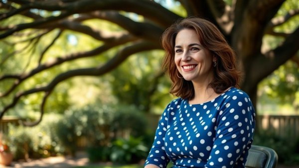 Confident woman interviewed for Trump-backed AI Super PAC candidates outdoors