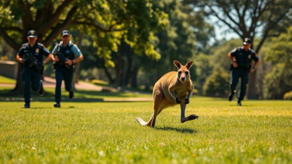 Escaped kangaroo leads Texas police in grassy park chase.