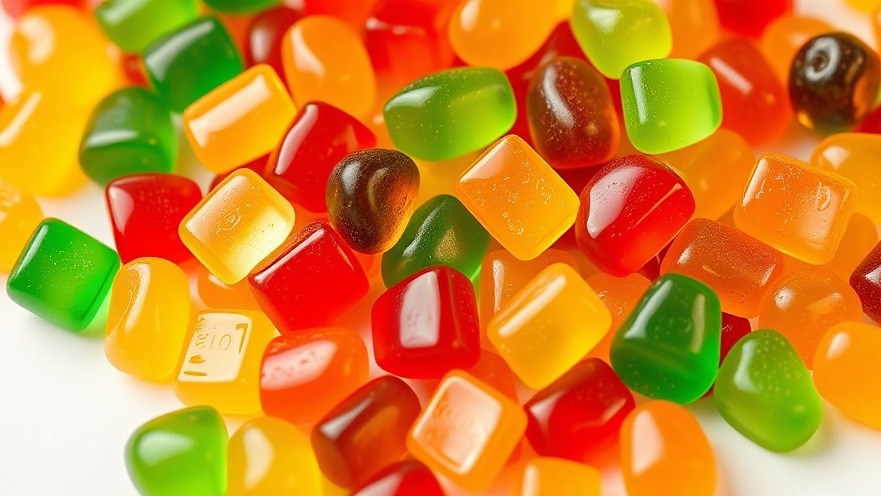 Colorful gummies representing Texas cannabis legislation and public health cannabis.