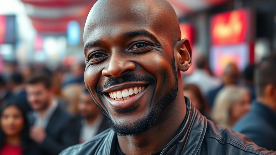 Dave Chappelle smiling at a cell-phone-free show event.