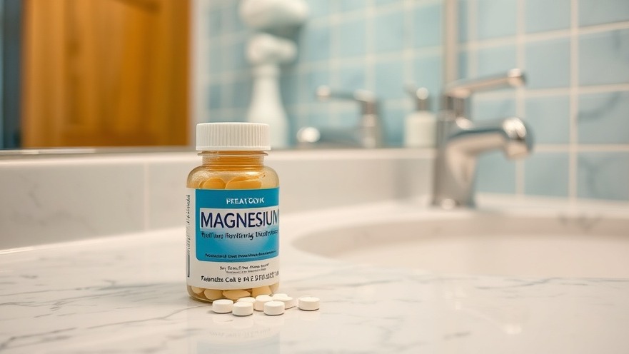 Bottle of magnesium tablets highlighting benefits for sleep quality and healthy lifestyle.