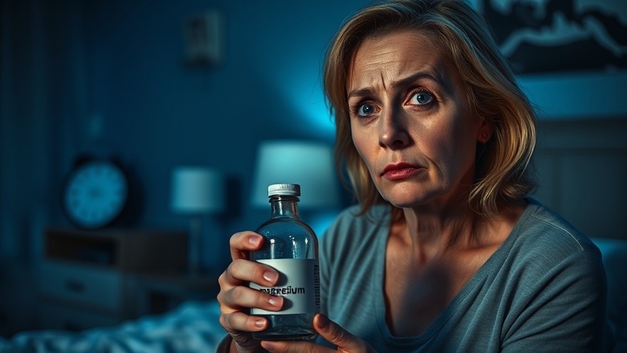 Middle-aged person with magnesium bottle at night; Magnesium Supplement Mistakes.