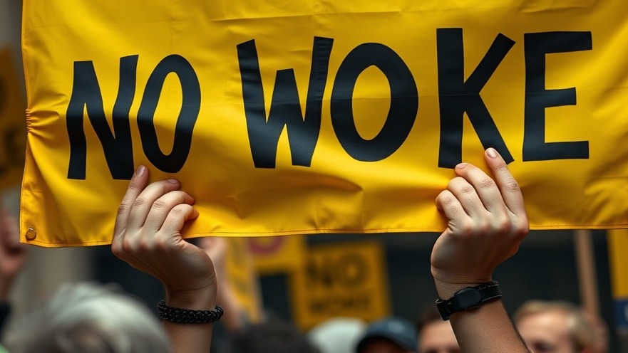 Hands holding a 'NO WOKE' banner, symbolizing Texas elections culture wars.