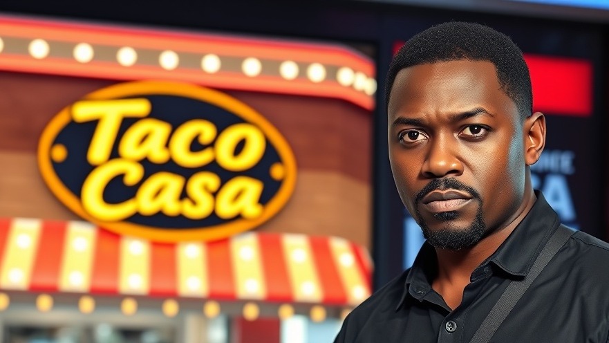 Contrasting Dallas news today banner with Taco Casa sign and serious man.