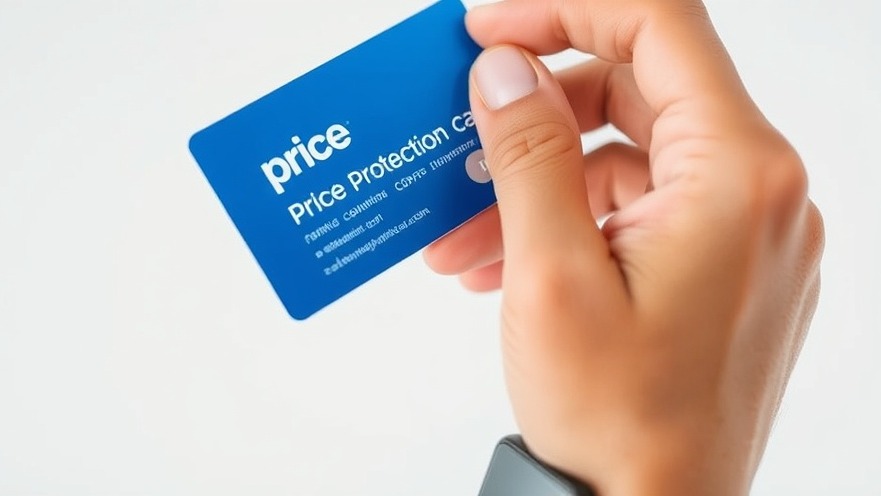 Close-up of a hand holding a credit card showcasing price protection benefits in modern tech.