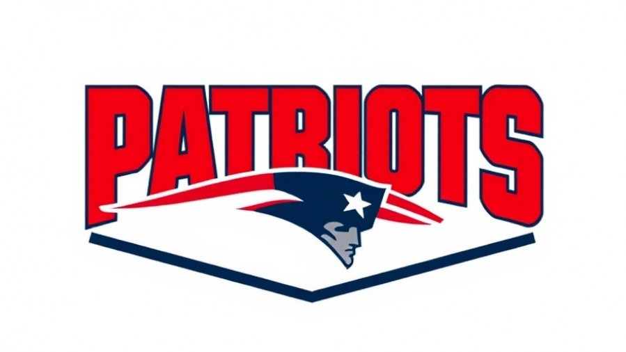 New England Patriots logo in bold red and blue, minimalist design for AFC Championship.