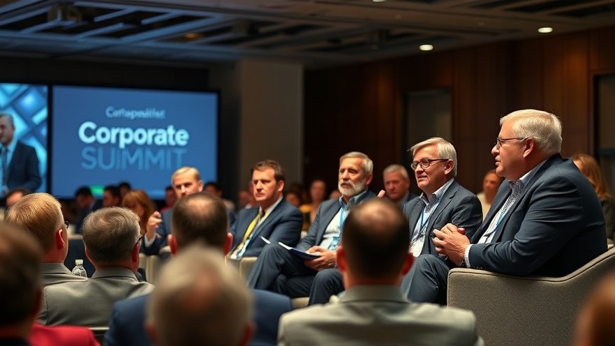 Business professionals discussing Dallas economic development at a corporate summit.
