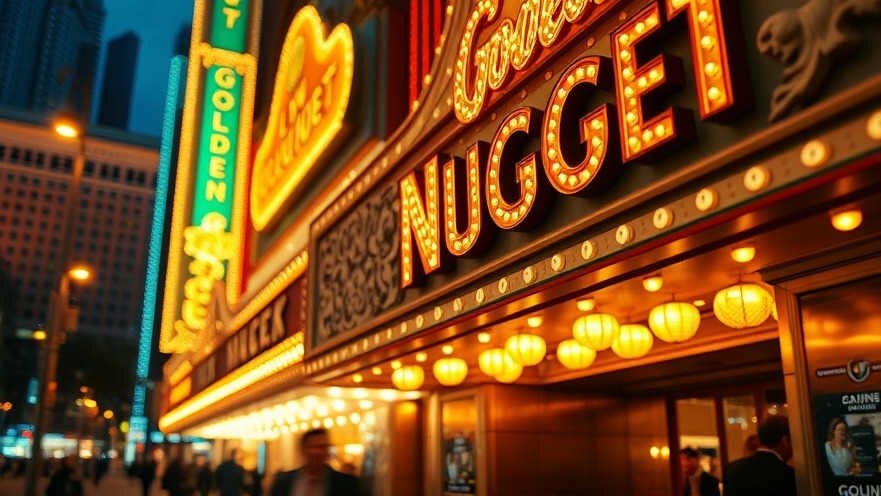 Golden Nugget Las Vegas sign at night, reflecting Tilman Fertitta's vibrant casino operations.