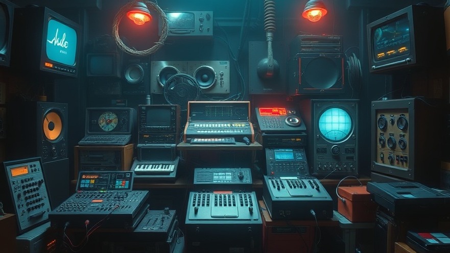 Treasure chest of electronic devices showcasing consumer technology tips in a cinematic style.
