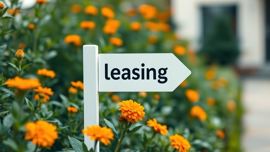 Minimalist leasing office sign in a green garden, representing Houston rental market standards.