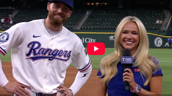 Baseball player and reporter on field, early scoring in baseball