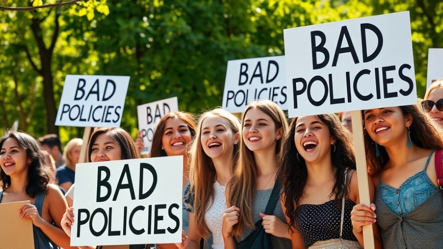 Vibrant group of young women advocating for public safety changes with signs in a sunny park.