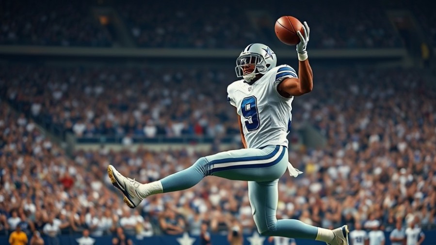 Photorealistic Dallas Cowboys player catching the ball, highlighting NFL insights.
