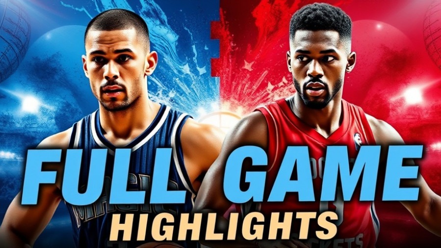 Dynamic NBA Highlights poster featuring determined players in vibrant jerseys.