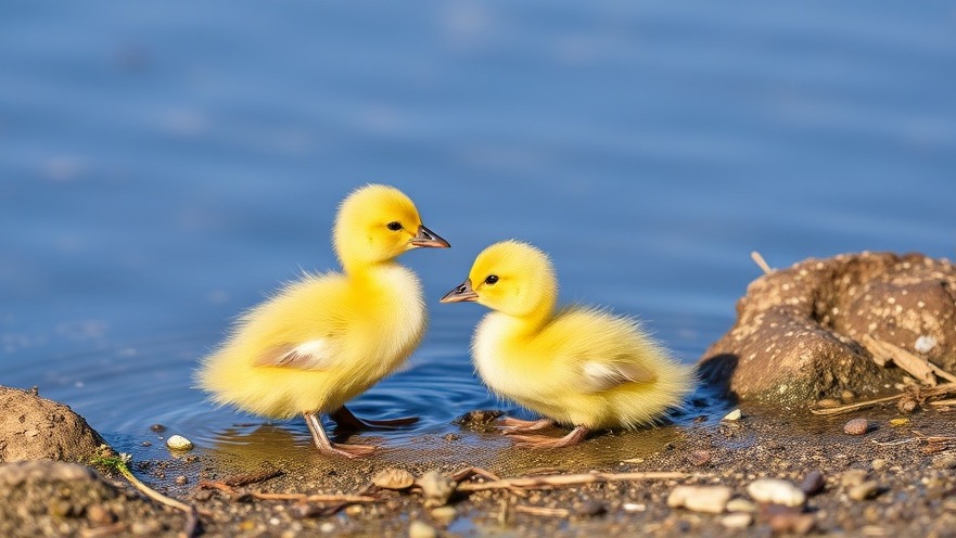 Two adorable yellow ducklings in a Houston neighborhood, showcasing local wildlife.