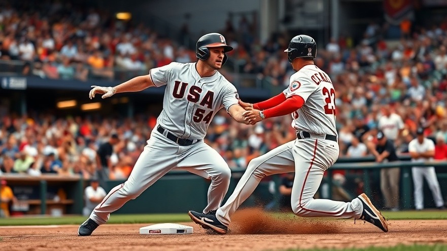 Dynamic play in World Baseball Classic 2026: Team USA tags out Canada player.