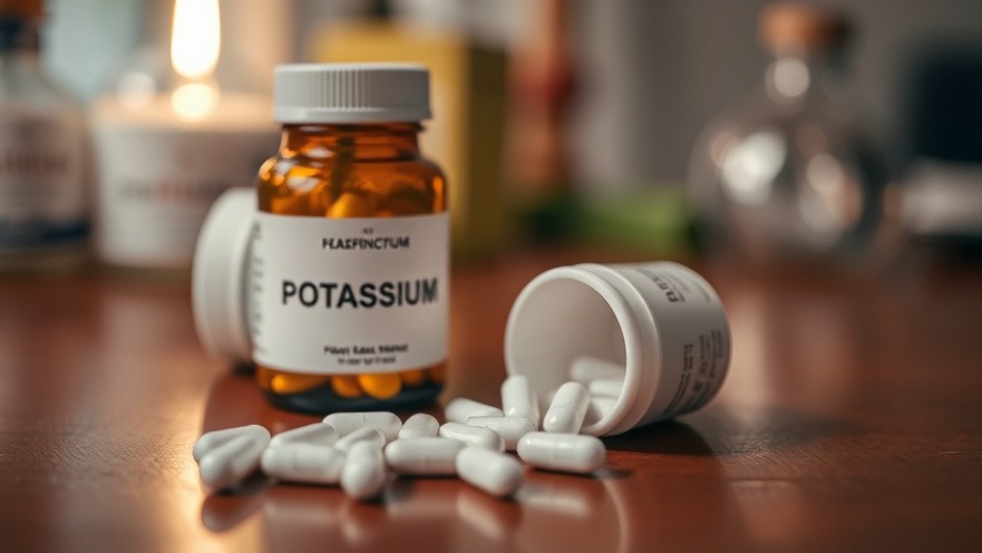 Potassium pills on table for Austin health and wellness tips.