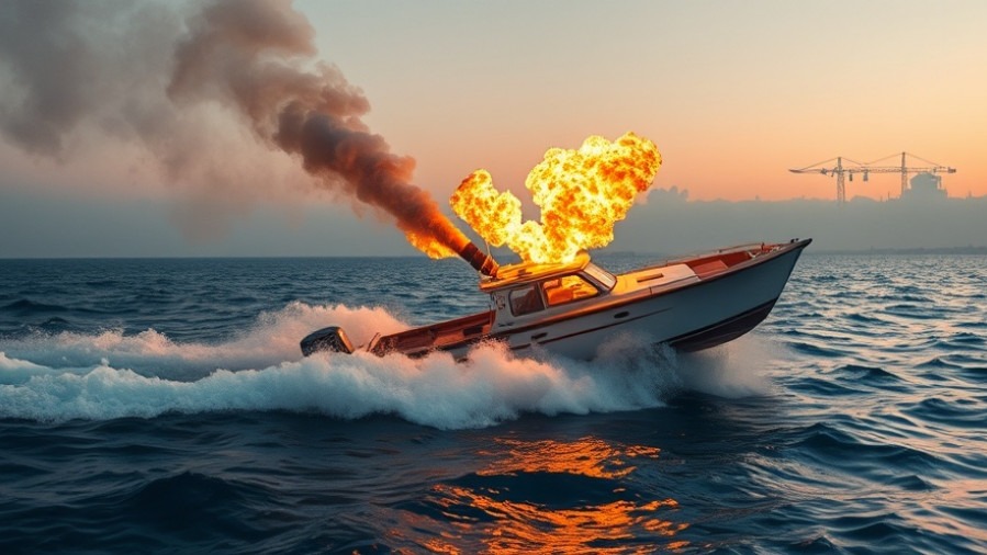 Cigarette boat exploding in flames, highlighting national security news and current events USA.
