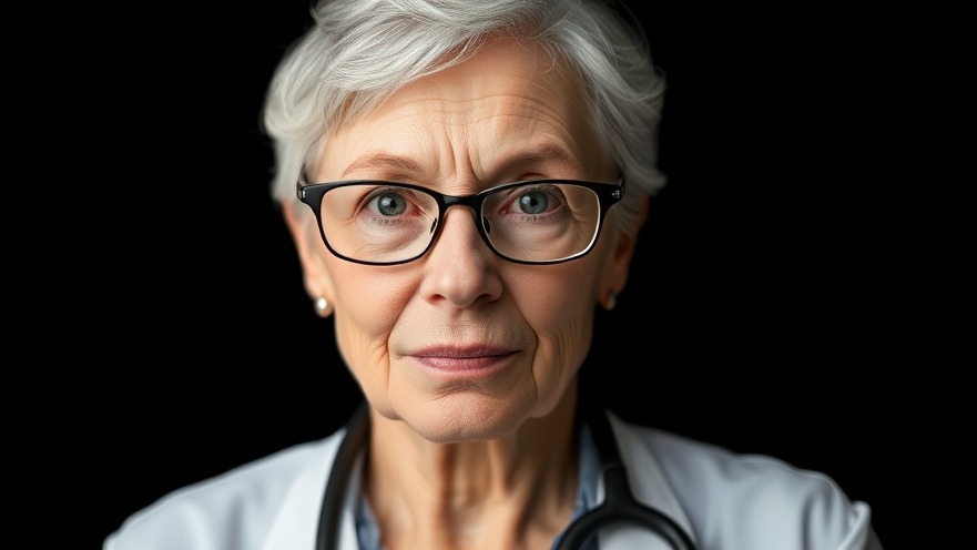 Wise older female doctor promoting longevity lifestyle and healthy aging for seniors.