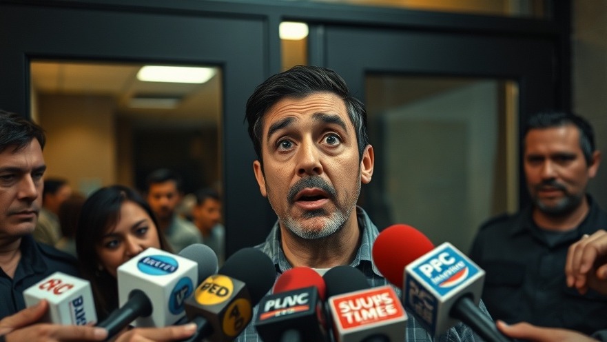 Hispanic man speaks to reporters on San Antonio police news about invasive visual recording.