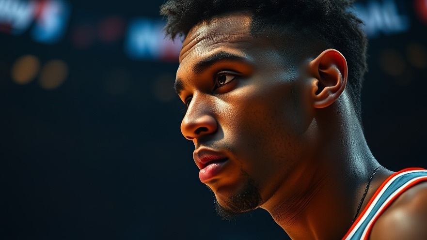 Dramatic image of a focused Knicks player amid NBA playoff highlights, evoking emotion.